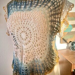 Crochet circle top multi colored